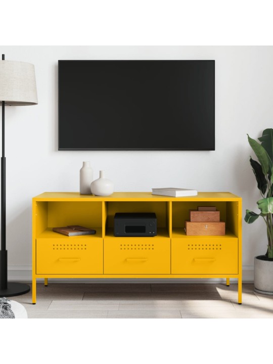 Tv skapītis, 100,5x39x50,5 cm, tērauds, sinepju dzeltens