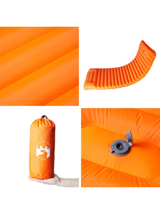 Pašpiepūšams kempinga matracis, spilvens, vienvietīgs, oranžs