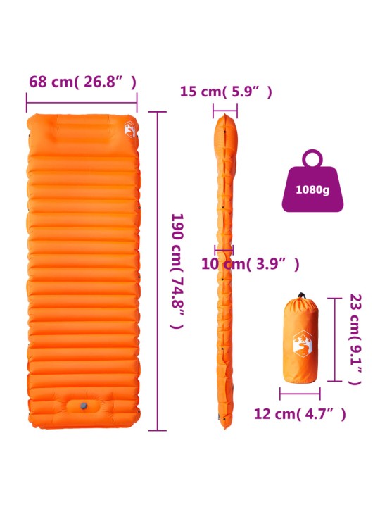 Pašpiepūšams kempinga matracis, spilvens, vienvietīgs, oranžs