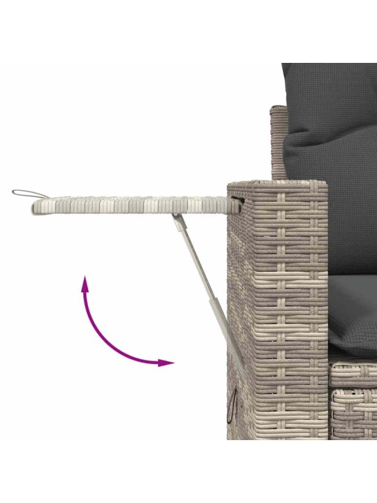 10-daļīgs dārza dīvāna komplekts ar matračiem, pelēka pe pinums