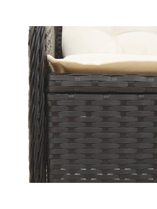 3-daļīgs dārza atpūtas mēbeļu komplekts, melna pe rotangpalma