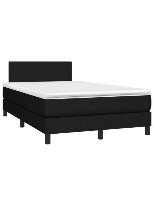 Atsperu gulta ar matraci, led, melns audums, 120x190 cm