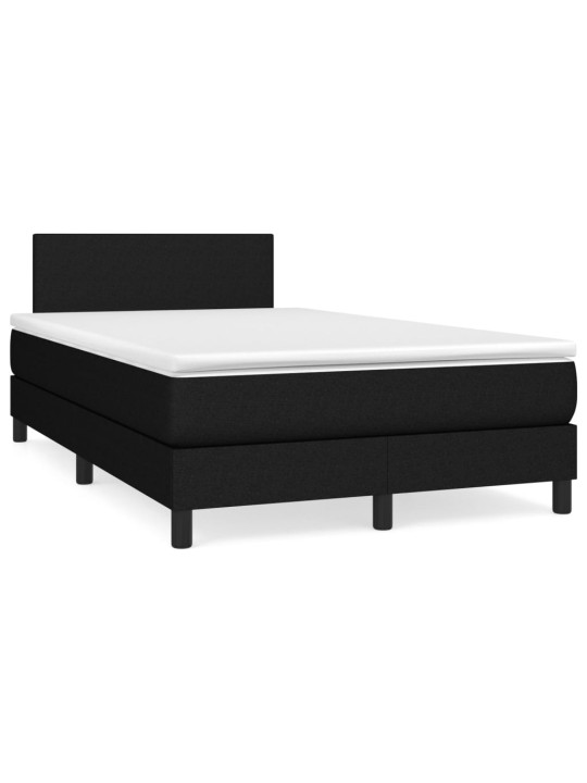 Atsperu gulta ar matraci, led, melns audums, 120x190 cm