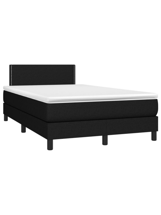 Atsperu gulta ar matraci, led, melns audums, 120x190 cm