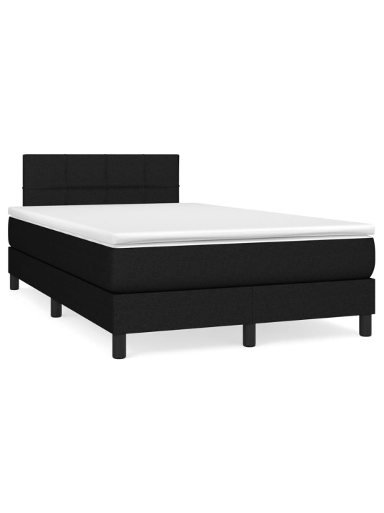 Atsperu gulta ar matraci, led, melns audums, 120x190 cm
