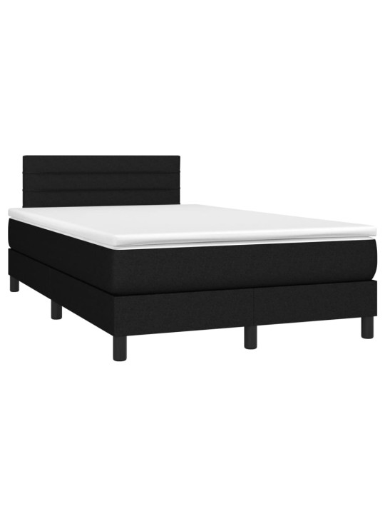 Atsperu gulta ar matraci, led, melns audums, 120x190 cm
