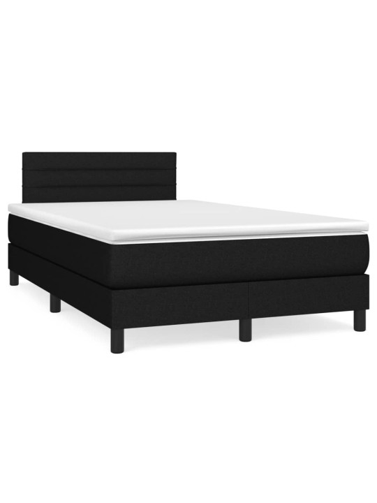 Atsperu gulta ar matraci, led, melns audums, 120x190 cm