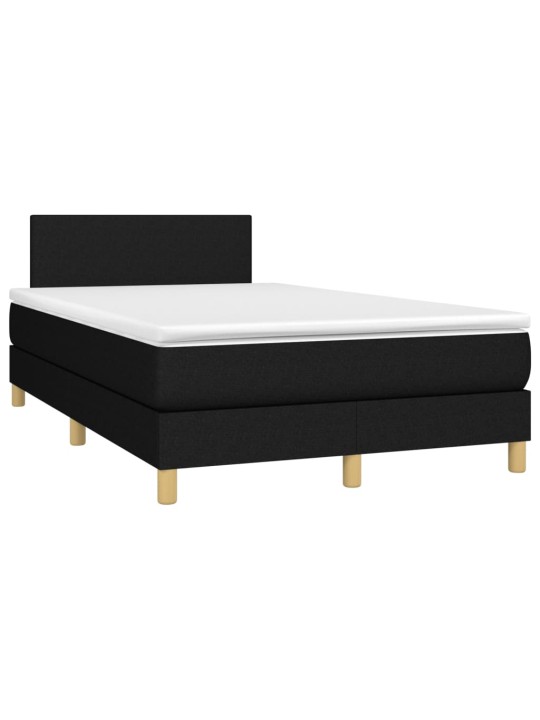 Atsperu gulta ar matraci, led, melns audums, 120x190 cm