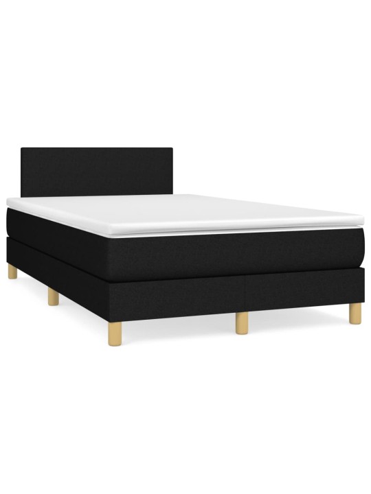 Atsperu gulta ar matraci, led, melns audums, 120x190 cm
