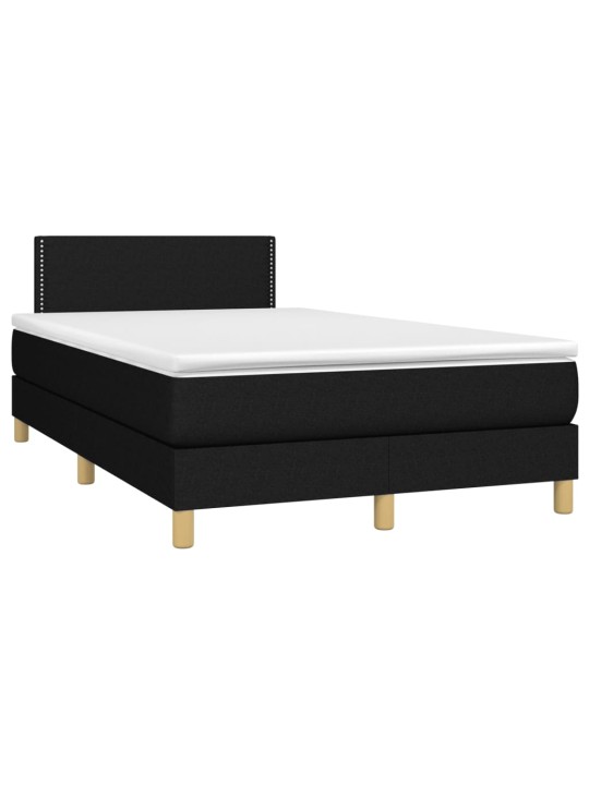 Atsperu gulta ar matraci, led, melns audums, 120x190 cm