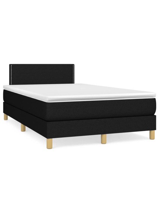 Atsperu gulta ar matraci, led, melns audums, 120x190 cm