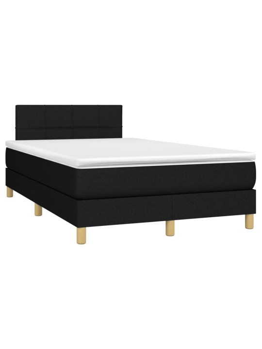Atsperu gulta ar matraci, led, melns audums, 120x190 cm