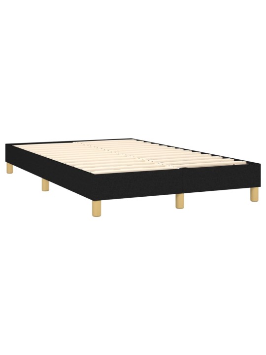 Atsperu gulta ar matraci, led, melns audums, 120x190 cm