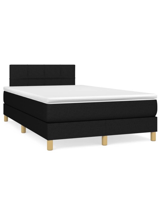 Atsperu gulta ar matraci, led, melns audums, 120x190 cm