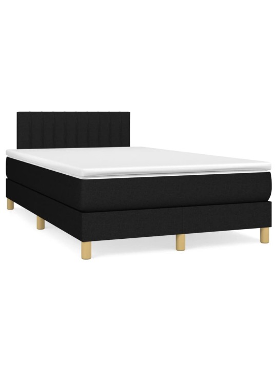 Atsperu gulta ar matraci, led, melns audums, 120x190 cm