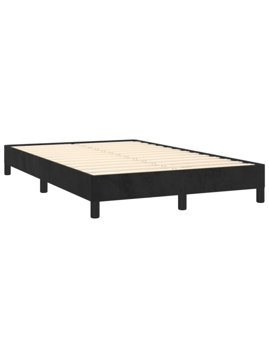 Atsperu gulta ar matraci, LED, melns samts, 120x190 cm