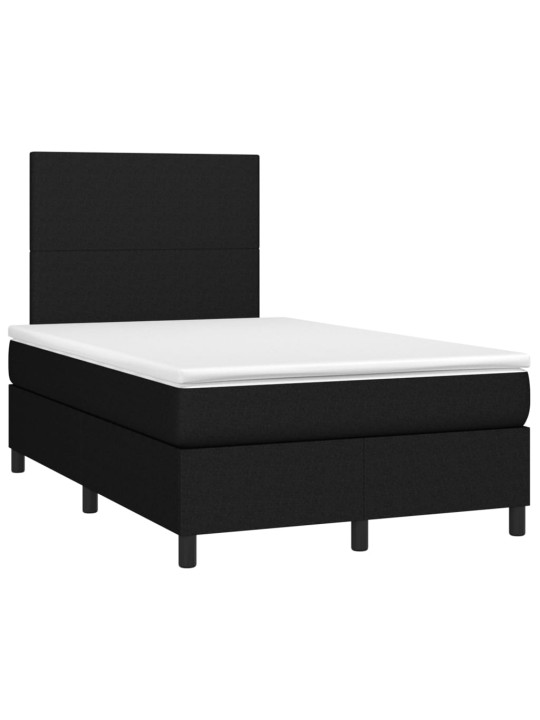 Atsperu gulta ar matraci, led, melns audums, 120x190 cm