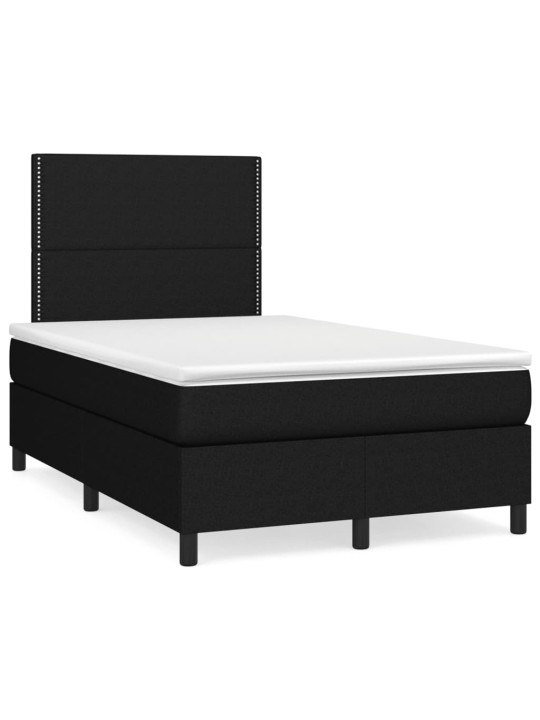 Atsperu gulta ar matraci, led, melns audums, 120x190 cm