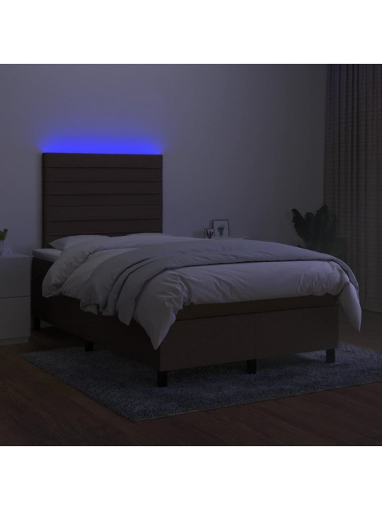 Atsperu gulta ar matraci, led, melns audums, 120x190 cm