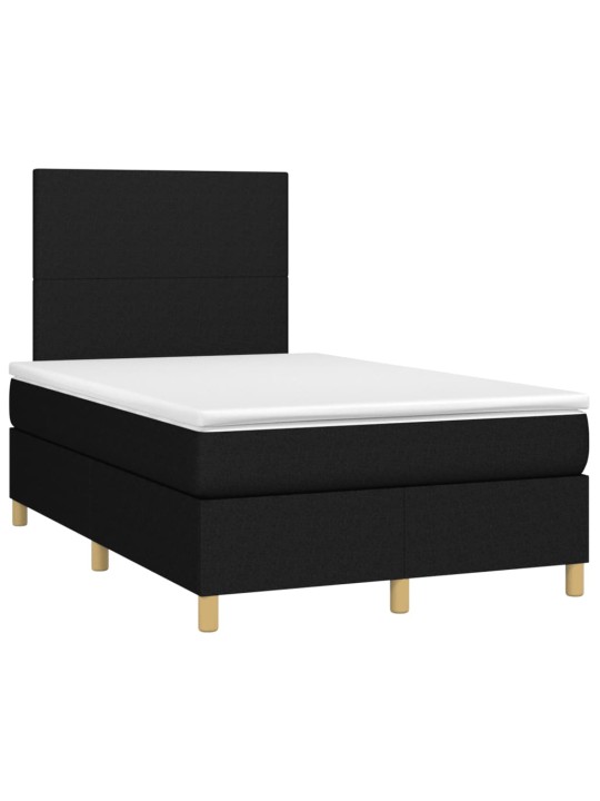 Atsperu gulta ar matraci, led, melns audums, 120x190 cm