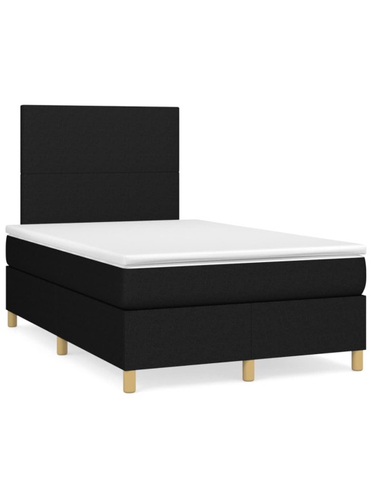 Atsperu gulta ar matraci, led, melns audums, 120x190 cm