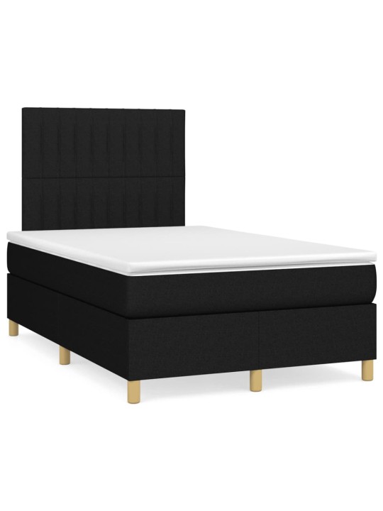 Atsperu gulta ar matraci, led, melns audums, 120x190 cm