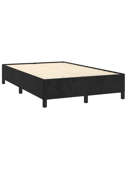 Atsperu gulta ar matraci, LED, melns samts, 120x190 cm