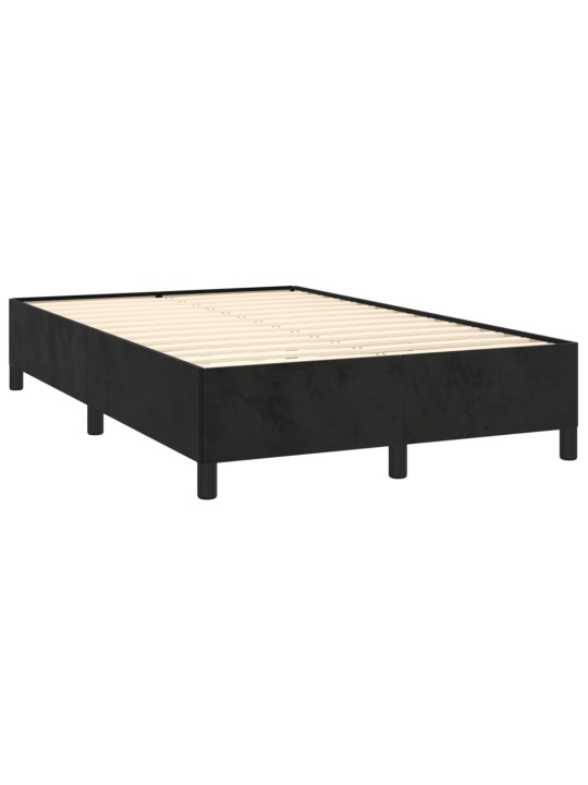 Atsperu gulta ar matraci, LED, melns samts, 120x190 cm