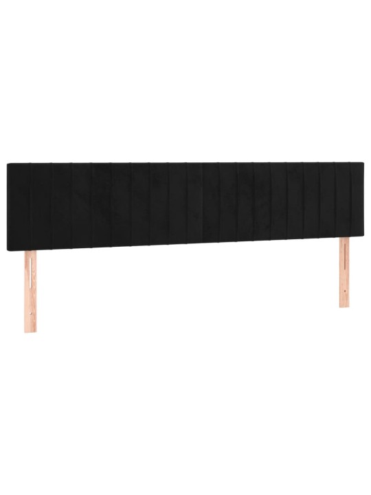 Atsperu gulta ar matraci, LED, melns samts, 120x190 cm