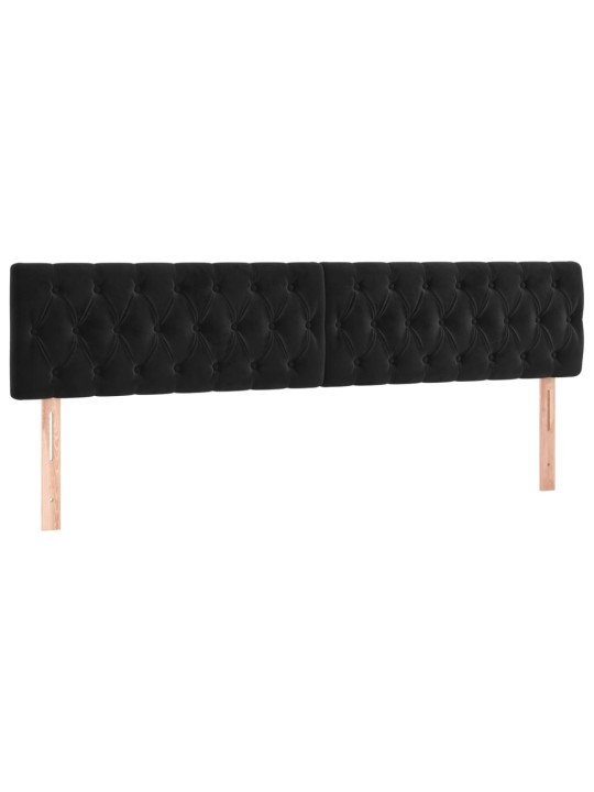 Atsperu gulta ar matraci, LED, melns samts, 120x190 cm