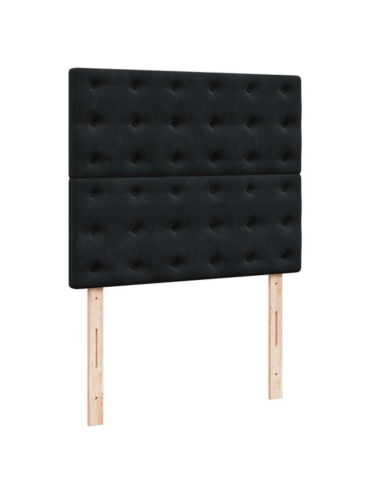 Atsperu gulta ar matraci, LED, melns samts, 120x190 cm