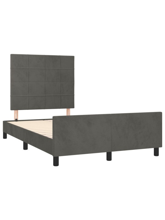 Gultas rāmis bez matrača tumši pelēks 120x190 cm samts