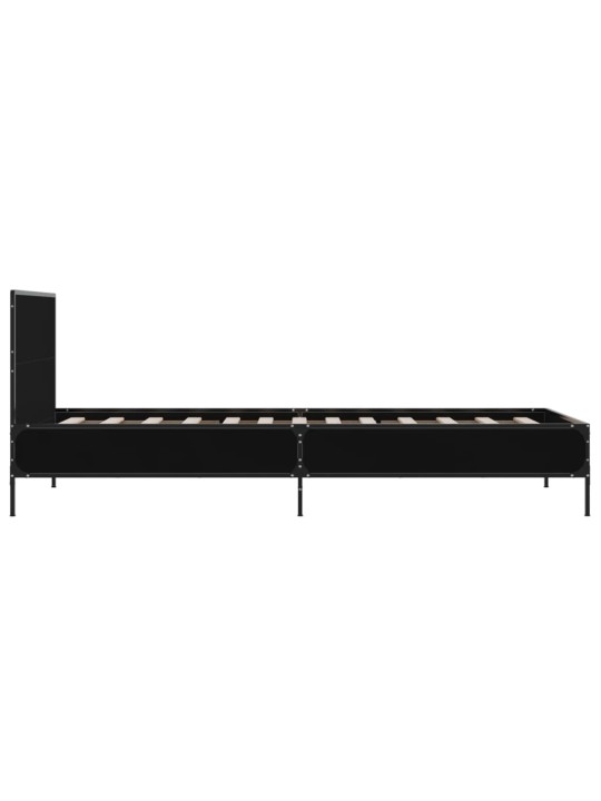 Gultas rāmis, melns, 75x190 cm, inženierijas koks, metāls