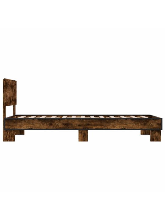 Gultas rāmis, ozola krāsā, 100x200cm, inženierijas koks, metāls