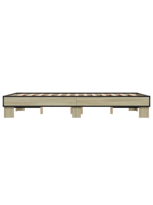 Gultas rāmis, ozola krāsā, 120x200cm, inženierijas koks, metāls