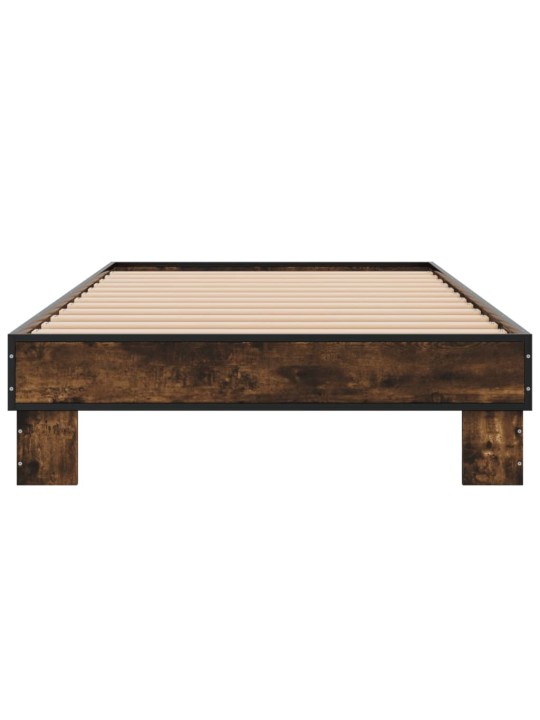 Gultas rāmis, ozola krāsā, 90x200 cm, inženierijas koks, metāls