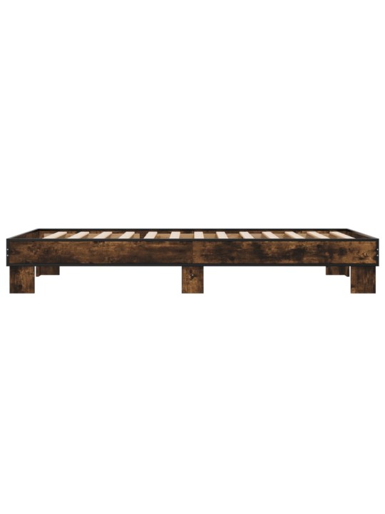 Gultas rāmis, ozola krāsā, 90x200 cm, inženierijas koks, metāls