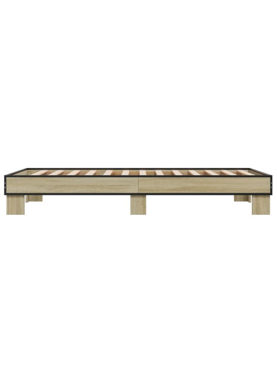Gultas rāmis, ozola krāsā, 75x190 cm, inženierijas koks, metāls