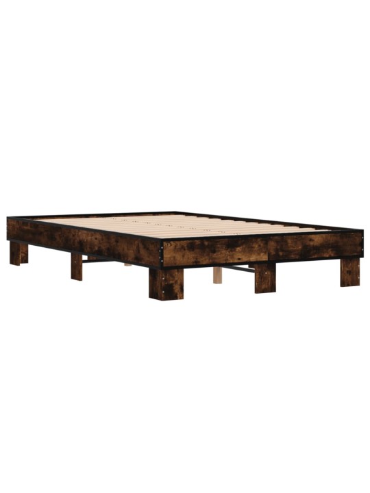 Gultas rāmis, ozola krāsā, 140x190cm, inženierijas koks, metāls