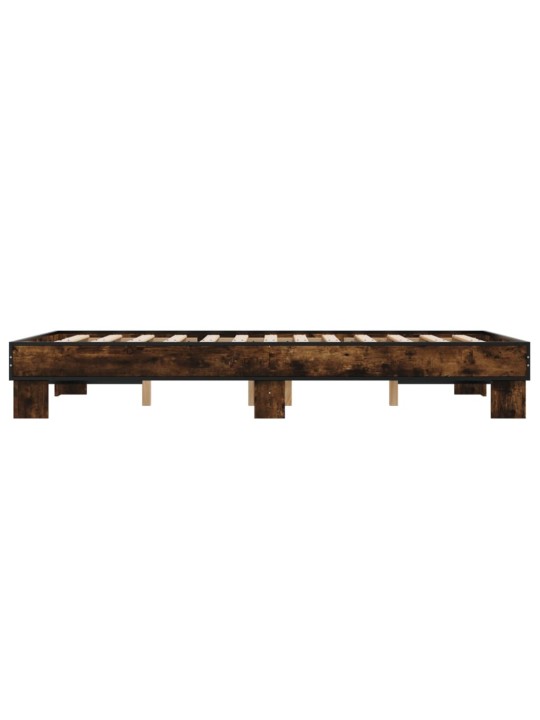 Gultas rāmis, ozola krāsā, 140x190cm, inženierijas koks, metāls