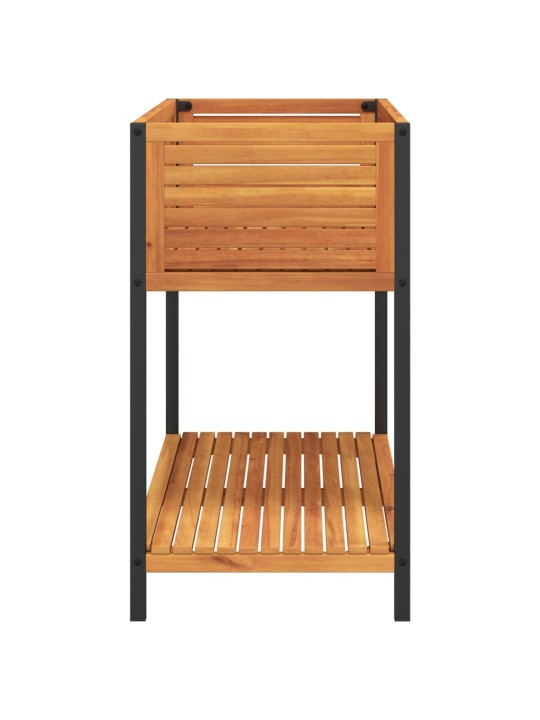 Puķu kaste ar plauktu 110x45x80 cm akācijas masīvkoks tērauds