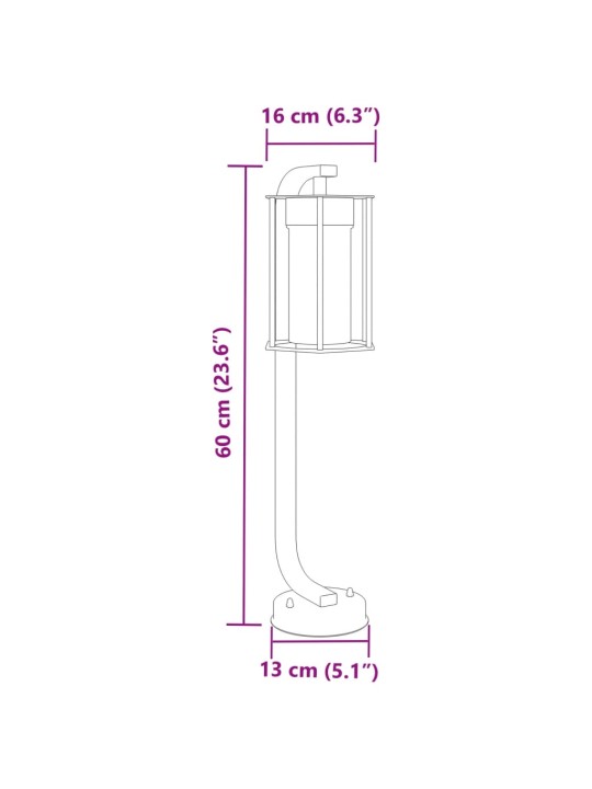 Āra zemes lampa, melnas, 60 cm, nerūsējošs tērauds