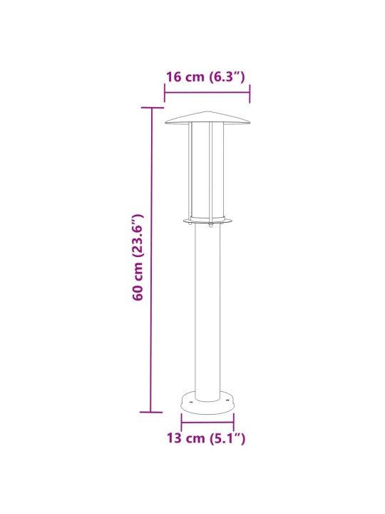 Āra zemes lampa, melnas, 60 cm, nerūsējošs tērauds