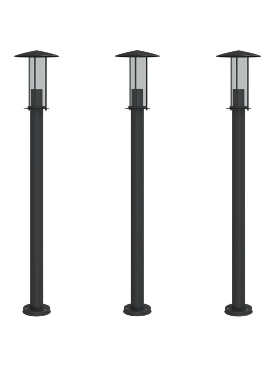 Āra zemes lampas, 3 gb., melnas, 100 cm, nerūsējošs tērauds