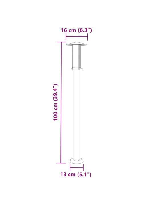 Āra zemes lampas, 3 gb., melnas, 100 cm, nerūsējošs tērauds