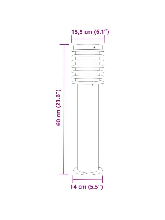 Āra zemes lampa, melnas, 60 cm, nerūsējošs tērauds