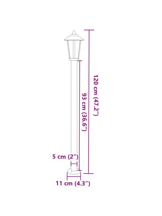 Āra zemes lampas, 3 gb., melnas, 120 cm, nerūsējošs tērauds