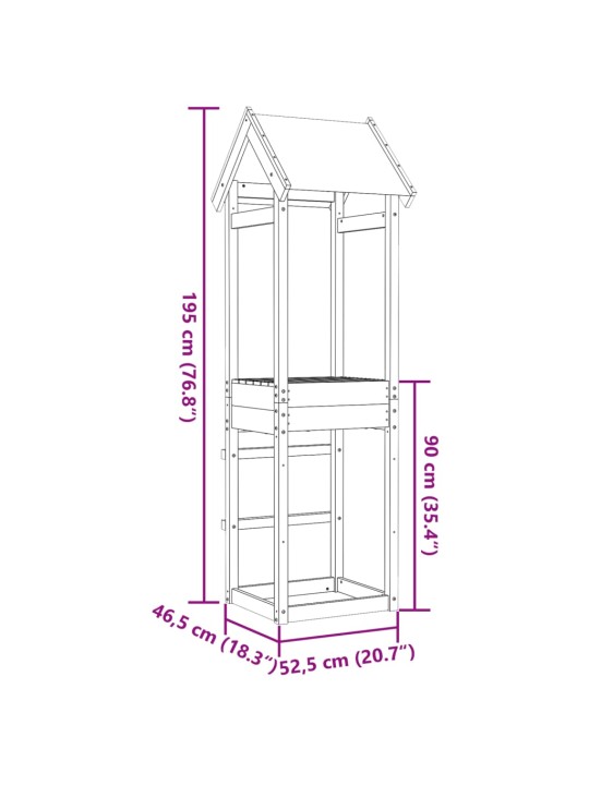 Rotaļu tornis, 52,5x46,5x195 cm, priedes masīvkoks