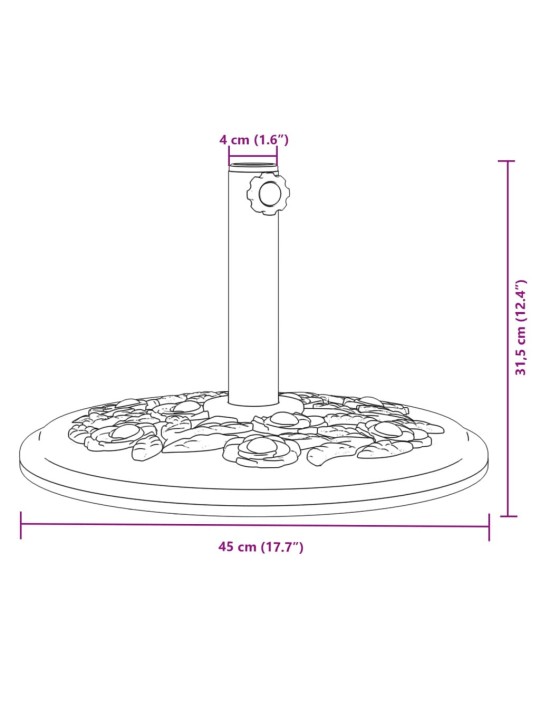 Saulessarga pamatne ar riteņiem, ø38 / 48 mm kātiem, 12 kg
