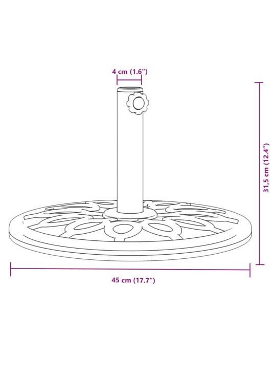 Saulessarga pamatne ar riteņiem, ø38 / 48 mm kātiem, 12 kg